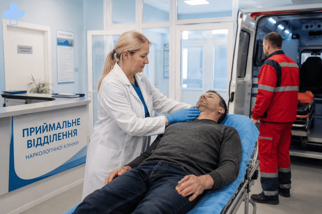 Прийом пацієнта в наркологічну клініку.